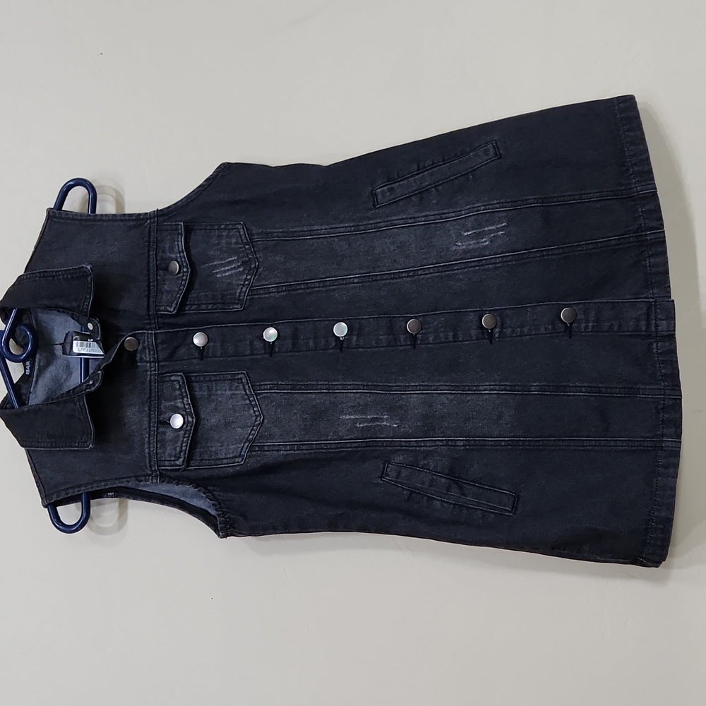 Allegra K Black Sleeveless Denim vest Size M